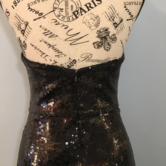 nwt Marchesa Notte Strapless Sequin Gown Formal Mermaid Dress Black Gold Size 2 - Picture 11 of 17